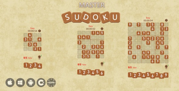 Master Sudoku - HTML5 Game (Construct 3)