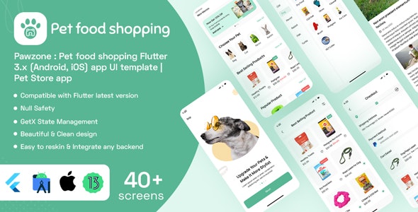 Pawzone : Pet food shopping Flutter 3.x (Android, iOS) app UI template | Pet Store app