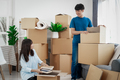 Young couples move into homes and apartments, Moving house, New house. - PhotoDune Item for Sale