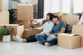Young couples move into homes and apartments, Moving house, New house. - PhotoDune Item for Sale