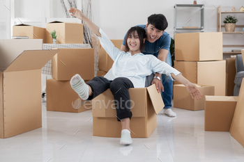 Young couples move into homes and apartments, Moving house, New house.