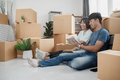 Young couples move into homes and apartments, Moving house, New house. - PhotoDune Item for Sale