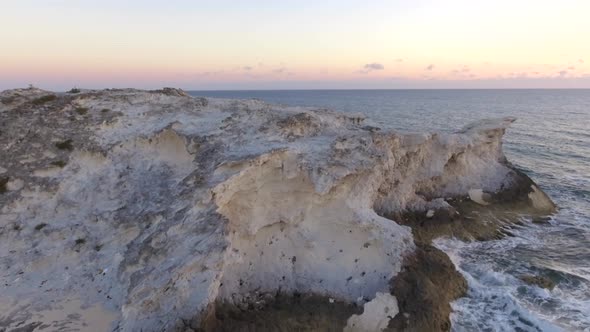 Aerial drone view of a deserted beach in the Bahamas, Caribbean. 