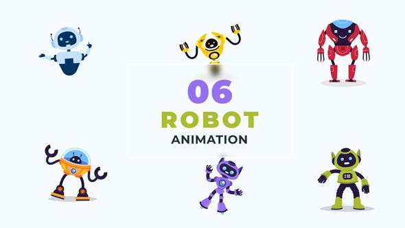Robots Set Character Animation Scene
