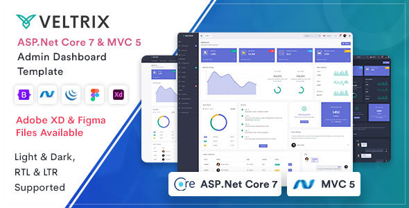 Veltrix - ASP.Net Core 7 & MVC5 Admin Dashboard Template