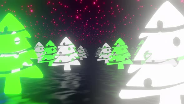 Christmas Pine Tree Neon 02 4k 