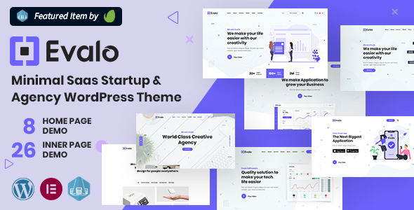 Evalo – Minimal SaaS Startup & Agency WordPress Theme