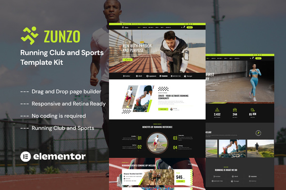 Zunzo - Running Club & Sports Elementor Pro Template Kit