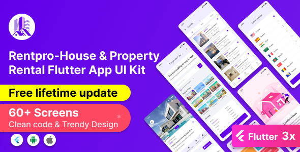 Rentpro-House, Property Rental & Selling Flutter App UI Kit