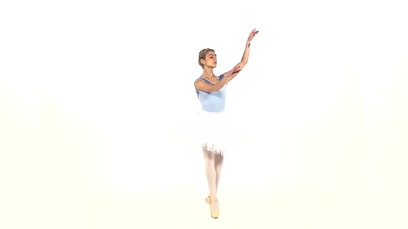 Ballerina Dancer in Tutu Showing Her Techniques, Slow Motion