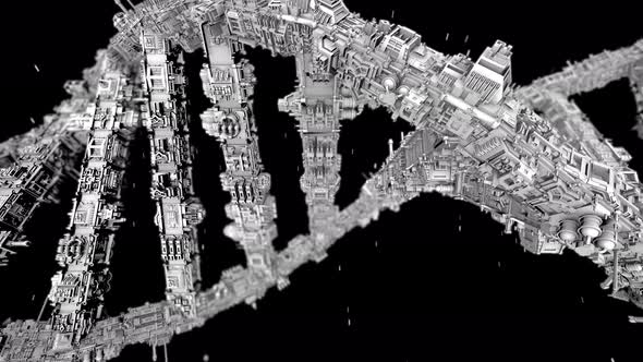 Futuristic DNA Helix Strand In Out of Space and Time Loop alt