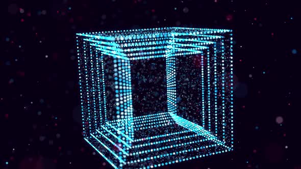 Abstract Glow Particles Form 3d Object in Space