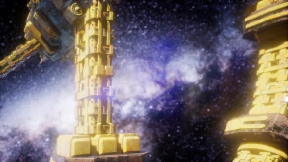 Space Ship and Milky Way Stars alt