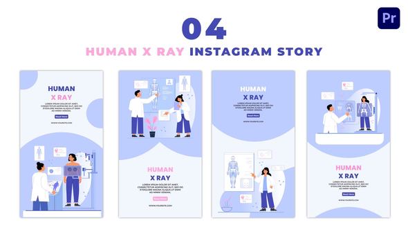 Doctor with X Ray Machine Scanning to Peoples Vector Character Instagram Story