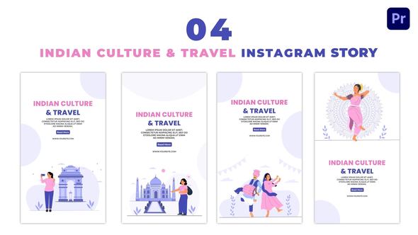 Indian Culture and Tour Places Flat Vector Instagram Story