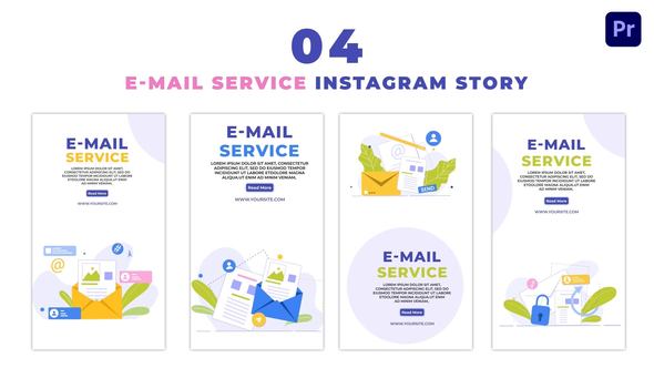 E Mail Service Concept Flat Character Instagram Story