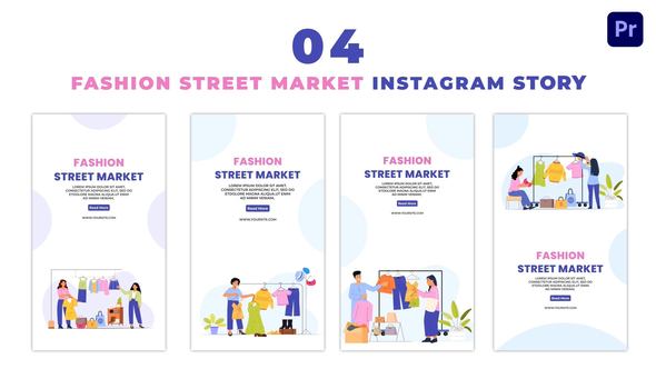 Fashion Street Market Flat Vector Instagram Story