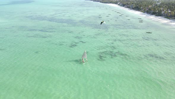 Zanzibar Tanzania  Aerial View of the Ocean Near the Shore of the Island Slow Motion