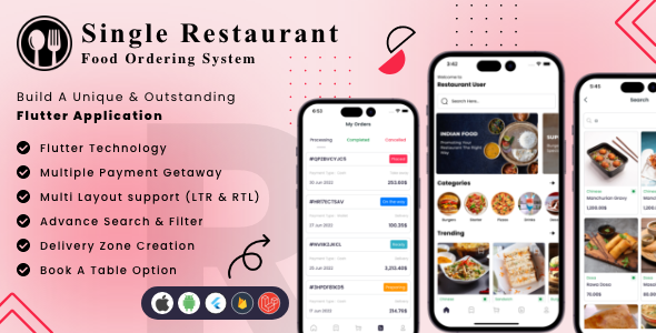 Single Restaurant - Flutter mobile apps with Laravel admin panel