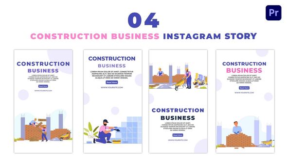 Animated Construction Business and Labors Characters Instagram Story