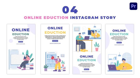 Online Educating Students Flat Character Instagram Story