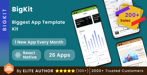React Native UI KIT | BigKit -Biggest React Native App Template Kit - 26 Apps(Add 1 App Every Month)