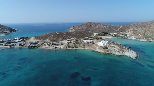 Monastiri beach on the island of Paros in the Cyclades in Greece seen from th