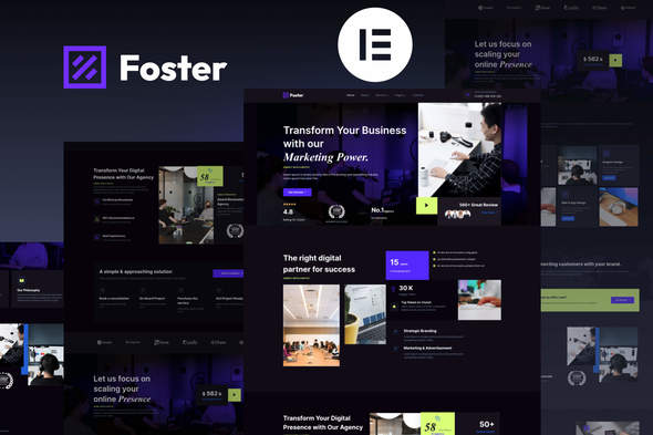 Foster - Dark Digital Agency Elementor Template Kit