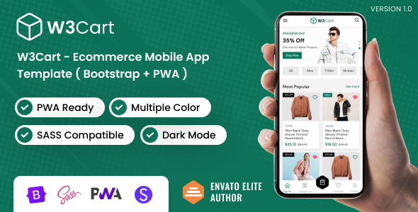 W3Cart - Ecommerce Mobile App Template ( Bootstrap + PWA )