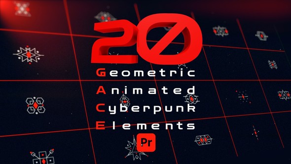 Geometric Animated Cyberpunk Elements For premiere pro