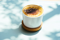 Side view of powdered coffee on blue table with beautiful shadows. - PhotoDune Item for Sale