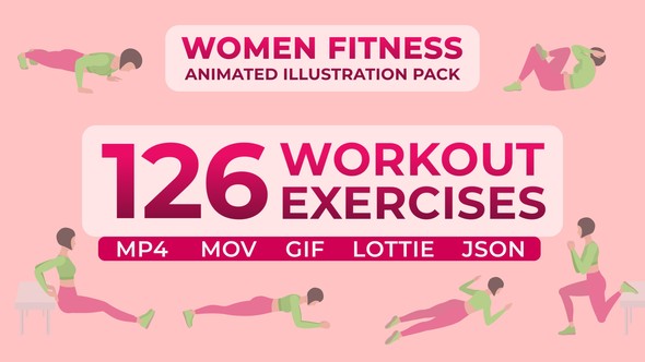 Women Fitness Animated Workout Exercises Pack