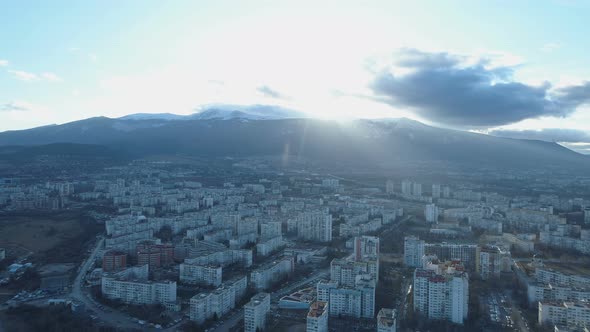 Beautiful Sunset Trough Clouds Above Vitosha Mountain in Sofia, Bulgaria