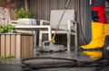 Cleaning Concrete Surface Patio with a Pressure Washer. - PhotoDune Item for Sale