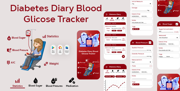 Diabetes Diary - Blood Glucose - Blood Sugar Diary Tracker - Blood Glucose Tracker - Diabetes Track