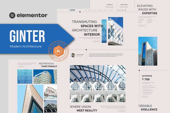 Ginter – Modern Architecture Elementor Template Kit – 1 Sold!