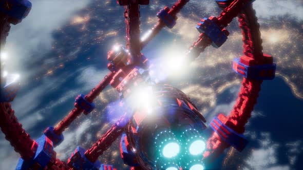 International Space Station in Outer Space Over the Planet Earth alt