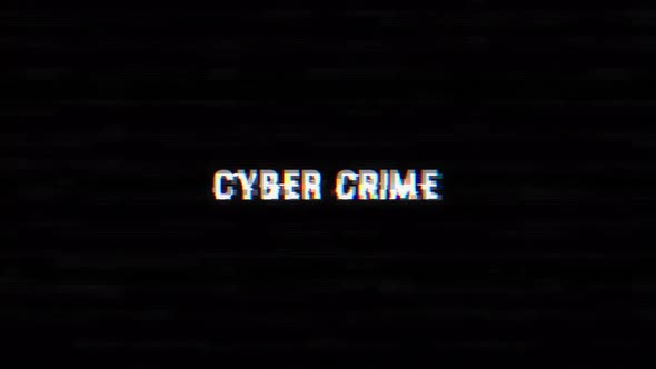 Cyber Crime glitch text with noise and vhs background