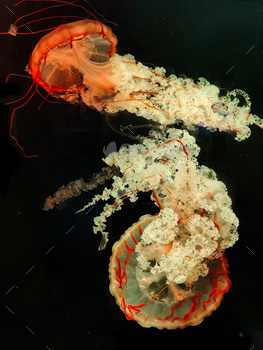 Vertical shot of a Jellyfish medusa. The aurelia acaleph