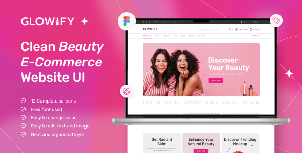 Glowify - Beauty E-Commerce Website Figma Template