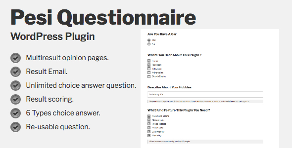 Pesi Questionnaire - Multiresult Survey and Quiz WordPress Plugin