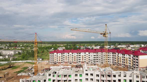 Aerial View of a Block of Flats a Modern New Building in the Suburbs