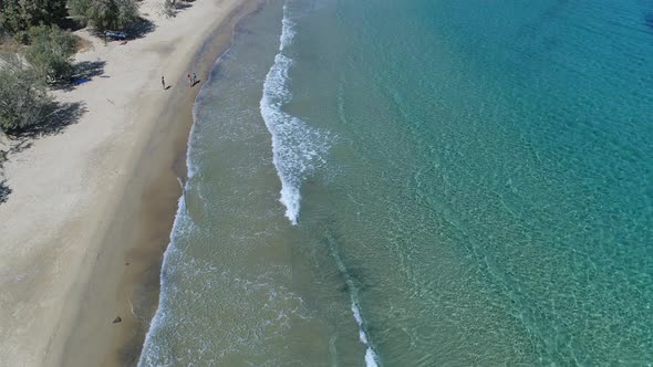 Psili Ammos beach on the Island of Serifos in the Cyclades in Greece seen fro