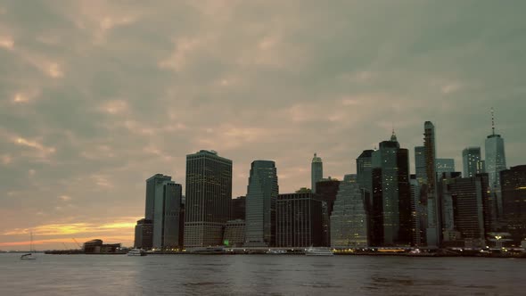 New York City Skyline at Sunset View From the Hudson River