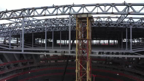 Roof Carcass and Supports Over Large Sports Stadium Building
