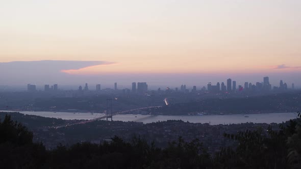 Istanbul sunset, transition to night.