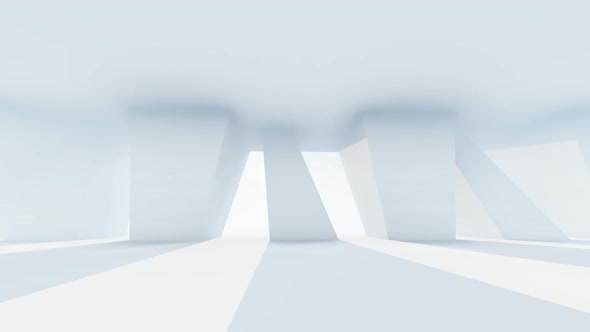 Rectangular Walls And Bright Light With Futuristic Empty White Corridor 02