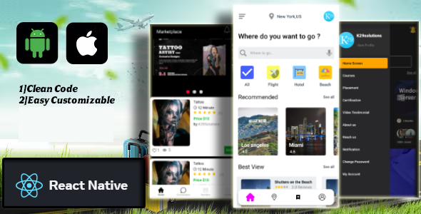 React native 3 in 1 app template UI kit - app bundle