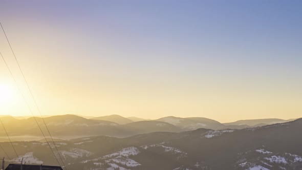 Sundown Time Lapse in Winter Mountain