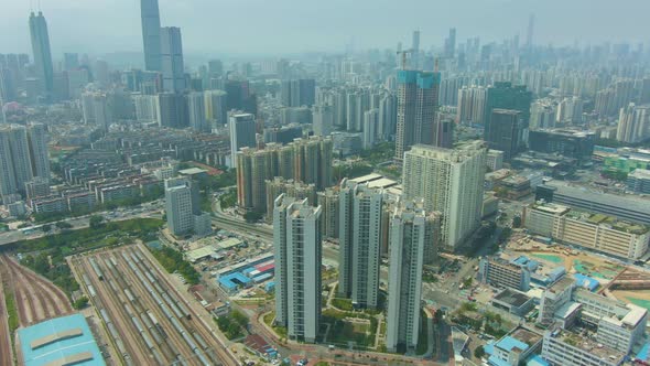 Shenzhen City at Sunny Day. Residential Neighborhood. China
